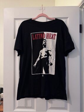 WWE Latino Heat Black Tee with Red & White Graphic